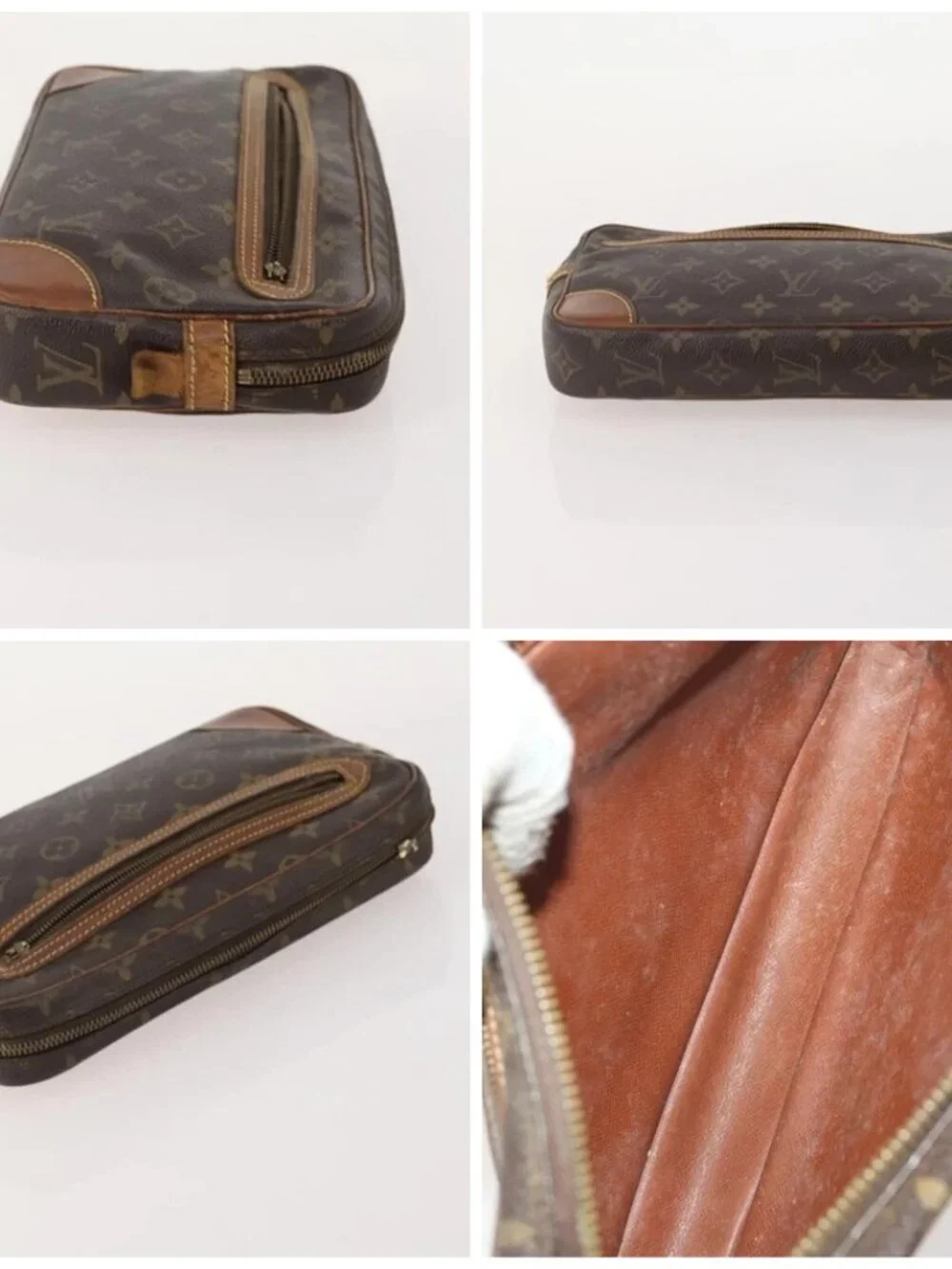 LOUIS VUITTON Monogram Marly Dragonne GM Clutch Bag 4 Set M51825 LV Auth 164641